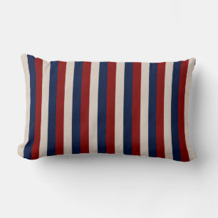 Blanco Rojo y Cuero Azul Tiras de almohada lumbar