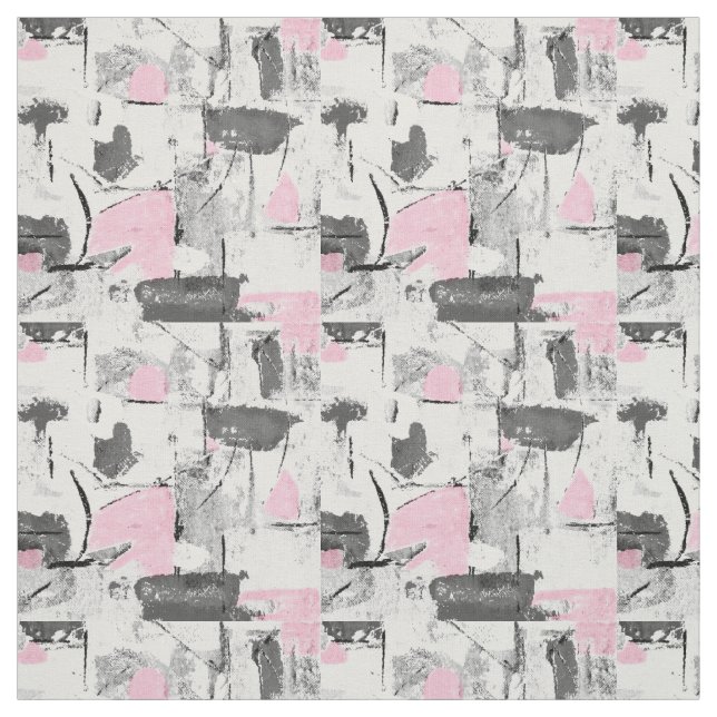 Blanco rosa y tonos de tela gris abstracta (Retal)