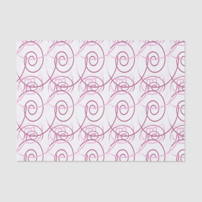 Blanco rosado 10" del remolino X 15" papel seda (Anverso)