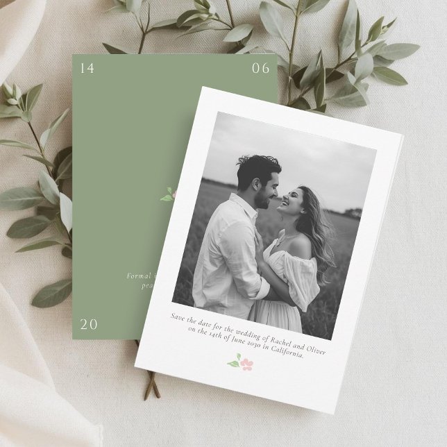 Blanco & Salvia | Chic Floral Boda Save the Date (Subido por el creador)