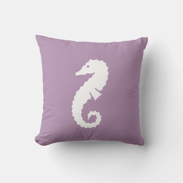 BLANCO SEAHORSE sobre almohada azul LAVENDER (Anverso)