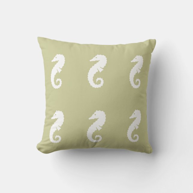 BLANCO SEAHORSE sobre almohada GRIS (Anverso)