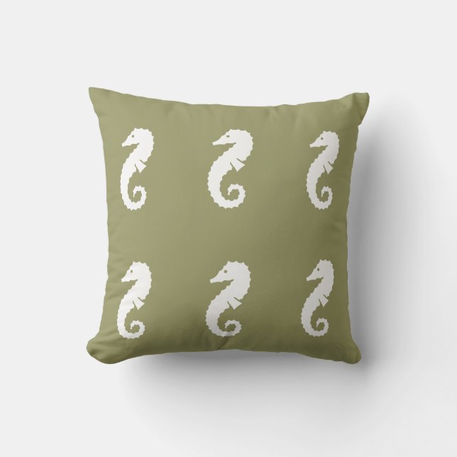 BLANCO SEAHORSE sobre almohada GRIS (Anverso)