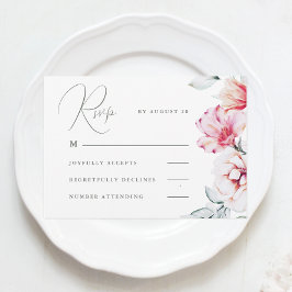 Blanco Sencillo y Elegante Floral Rsvp