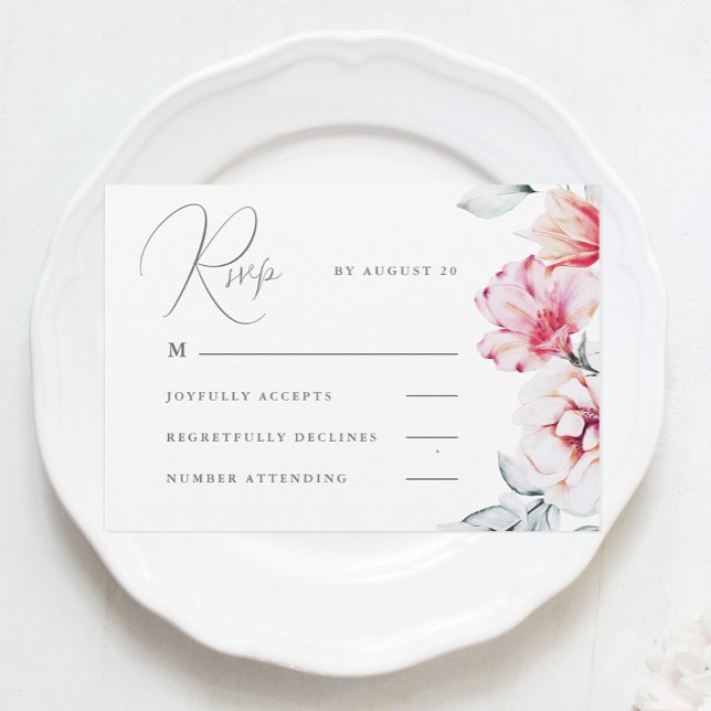 Blanco Sencillo y Elegante Floral Rsvp (Subido por el creador)