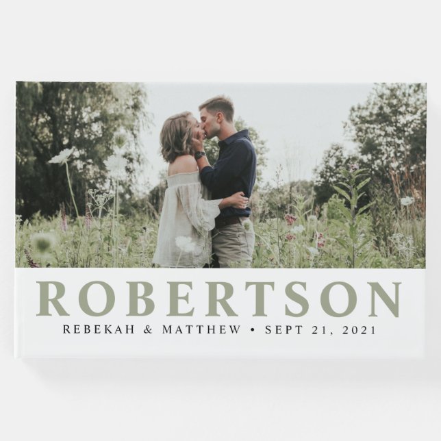 Blanco sencillo y elegante | Libro de invitados fo (Anverso)