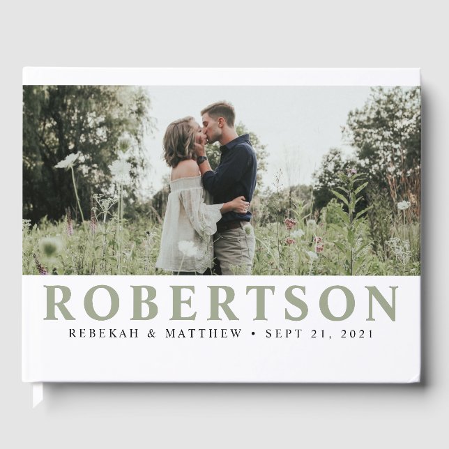 Blanco sencillo y elegante | Libro de invitados fo (Anverso)