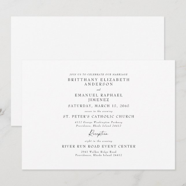 Blanco Simple Sin Padres Enumerados Invitación a m (Anverso / Reverso)