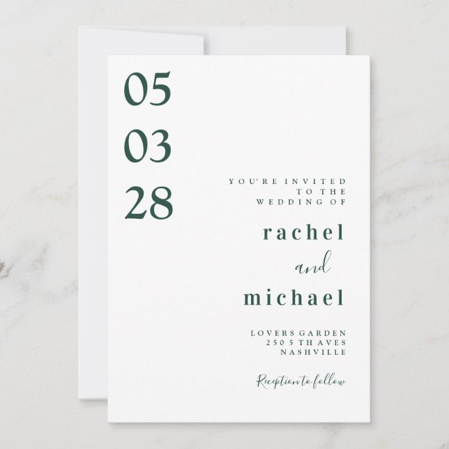 Blanco Simple y elegante invitación (Anverso)