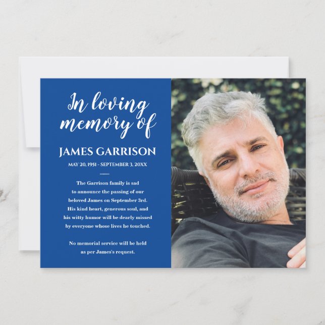 Blanco Sobre Azul En La Invitación De La Foto De L (Anverso)