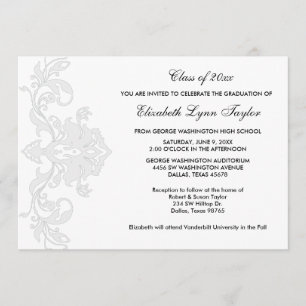 Blanco sobre la Invitación de graduación blanca