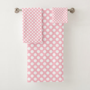 Blanco sobre puntos rosados de Polka de tamaño med