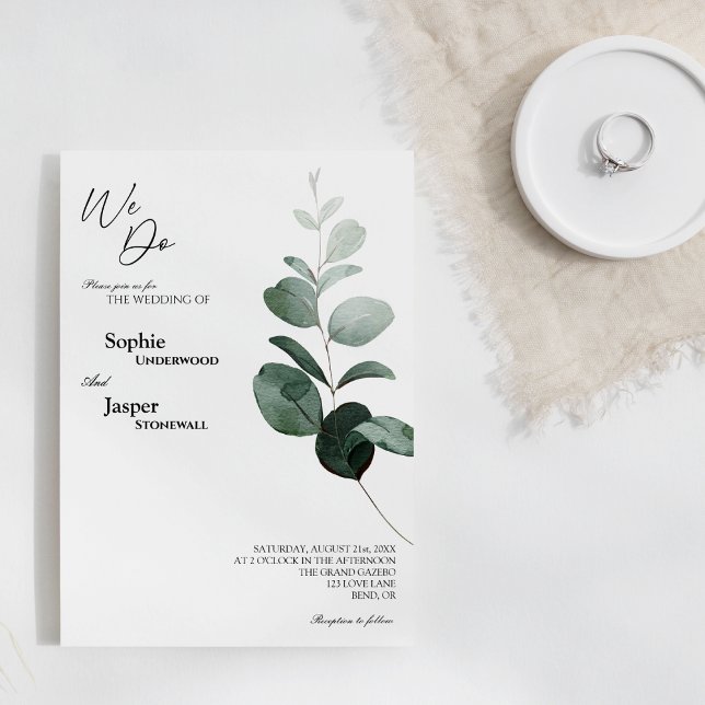 Blanco verde moderno Hacemos Invitación a la Boda (Subido por el creador)