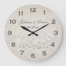 Blanco vintage sobre el reloj de Boda blanco