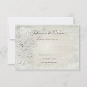 Blanco vintage sobre grunge floral blanco RSVP