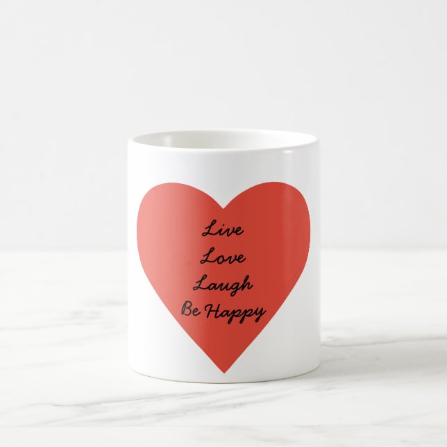 Blanco vivo de la risa del amor taza blanca (Centro)