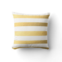 Blanco y almohada rayada del oro