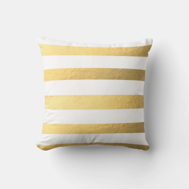 Blanco y almohada rayada del oro (Anverso)