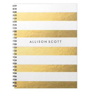 Blanco y cuaderno personalizado oro