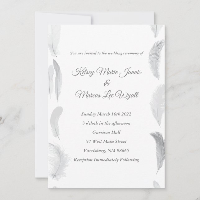 Blanco y gris de la invitación de la boda de la (Anverso)