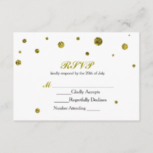 Blanco y invitación de boda de RSVP de los puntos