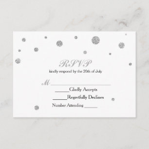 Blanco y invitación de boda de RSVP de los puntos