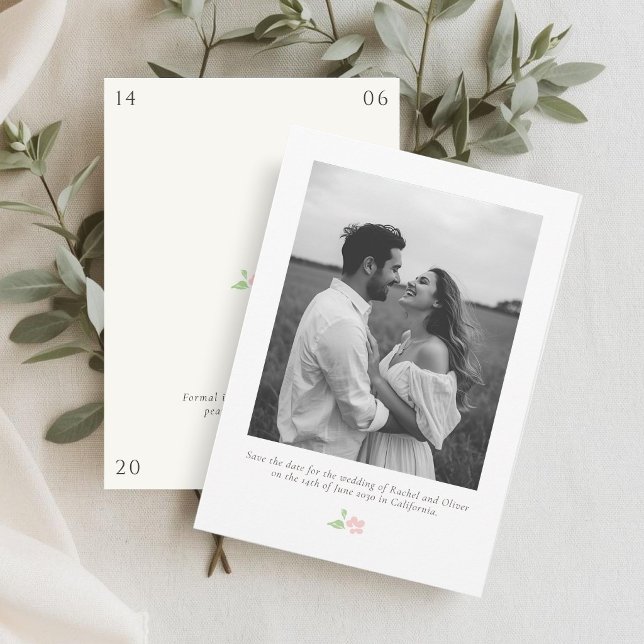 Blanco y marfil | Chic Tarjeta floral de guardar l (Subido por el creador)