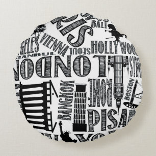 Blanco y negro, almohada de las ciudades del mundo