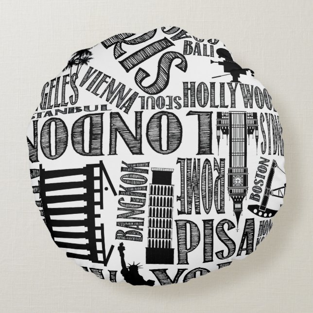 Blanco y negro, almohada de las ciudades del mundo (Reverso)