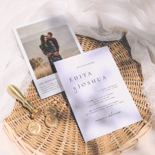 Blanco y Negro Código QR Invitación de Boda