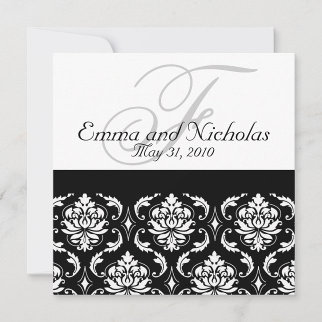 Blanco y negro de la invitación a la boda (Anverso)