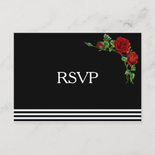 Blanco y negro elegante con el rosa rojo RSVP