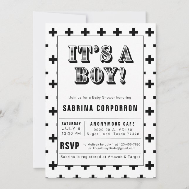 Blanco y negro es una invitación a un chico de Bab (Anverso)