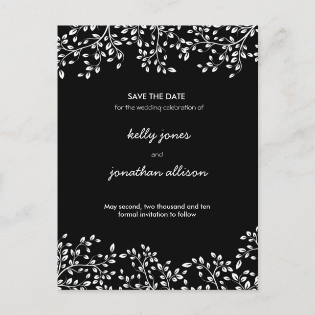 Blanco y negro Guardar la invitación de la boda de (Anverso)