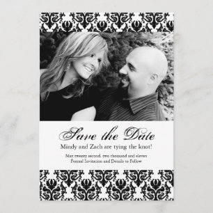 Blanco y negro Guardar la plantilla de Boda de fec