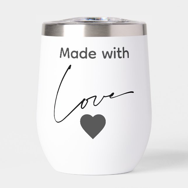 Blanco y negro hecho con amor Termal Wine Tumbler (Frente)