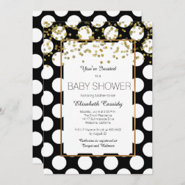 Blanco y negro, invitación de Baby Shower de oro