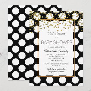Blanco y negro, invitación de Baby Shower de oro