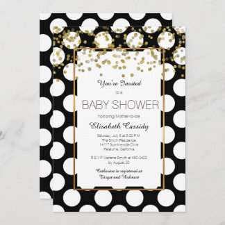 Blanco y negro, invitación de Baby Shower de oro