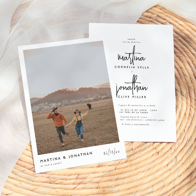 Blanco y Negro Invitación de Boda Sencilla (Subido por el creador)