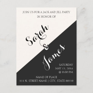 Blanco y negro Invitación de Jack y Jill Fiesta