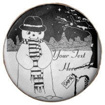 blanco y negro lindo muñeco de nieve sonriendo par