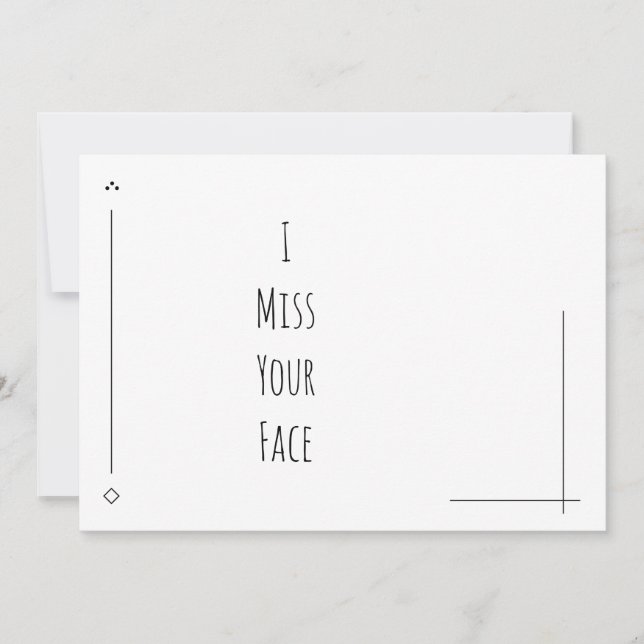 Blanco y negro simple "Extraño tu cara" (Anverso)