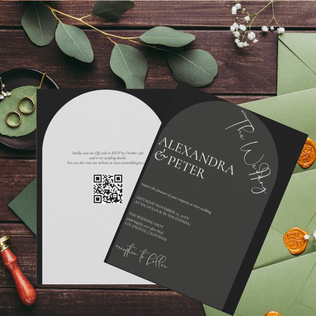 Blanco y negro simple | Invitación a la boda árabe (Subido por el creador)
