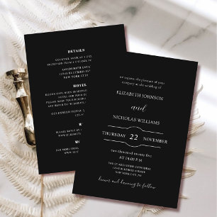 blanco y negro todo en una invitación de boda de p