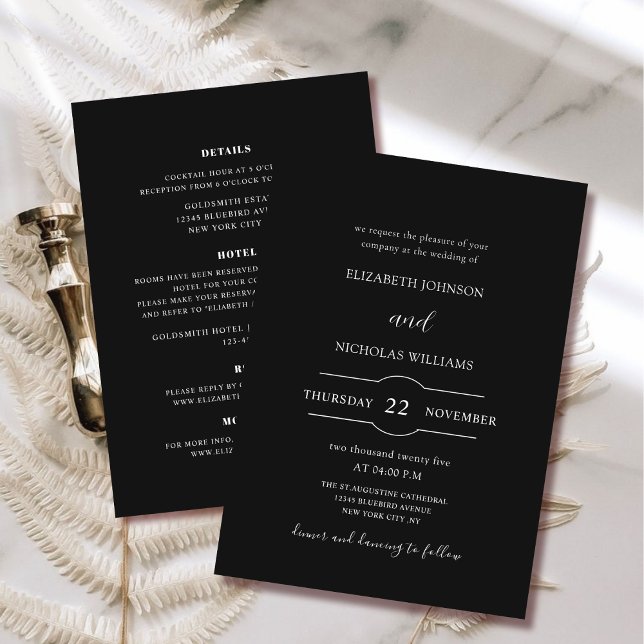 blanco y negro todo en una invitación de boda de p (Subido por el creador)