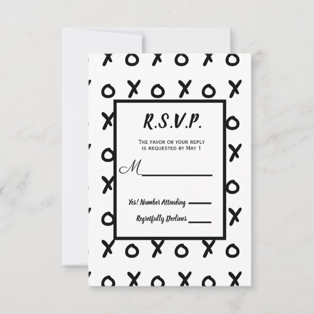 Blanco y Negro X O XO X&O's Respuesta RSVP de moda (Anverso)
