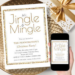 Blanco y oro   Invitación de los Navidades