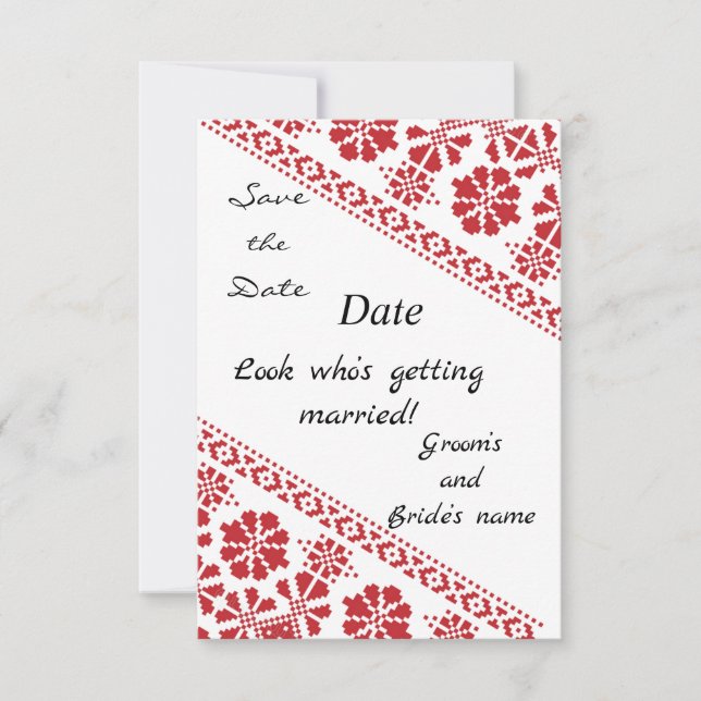 Blanco y Rojo Tatreez Miér.  Anuncio de Guardar/Fe (Anverso)