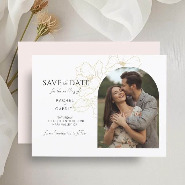 Blanco y rosa | Boho Floral Wedding Save the Date (Subido por el creador)